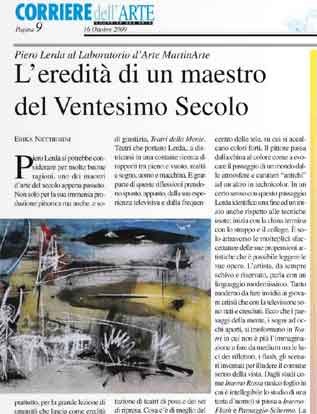 Corriere dell'Arte, 16 Ottobre 2009, N.31, p.9